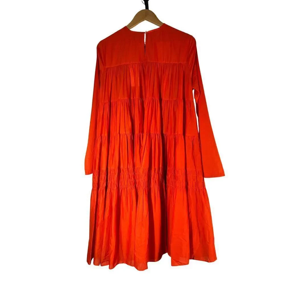 Merlette Soliman Midi Contemporary Casual Dress Size Small Flame